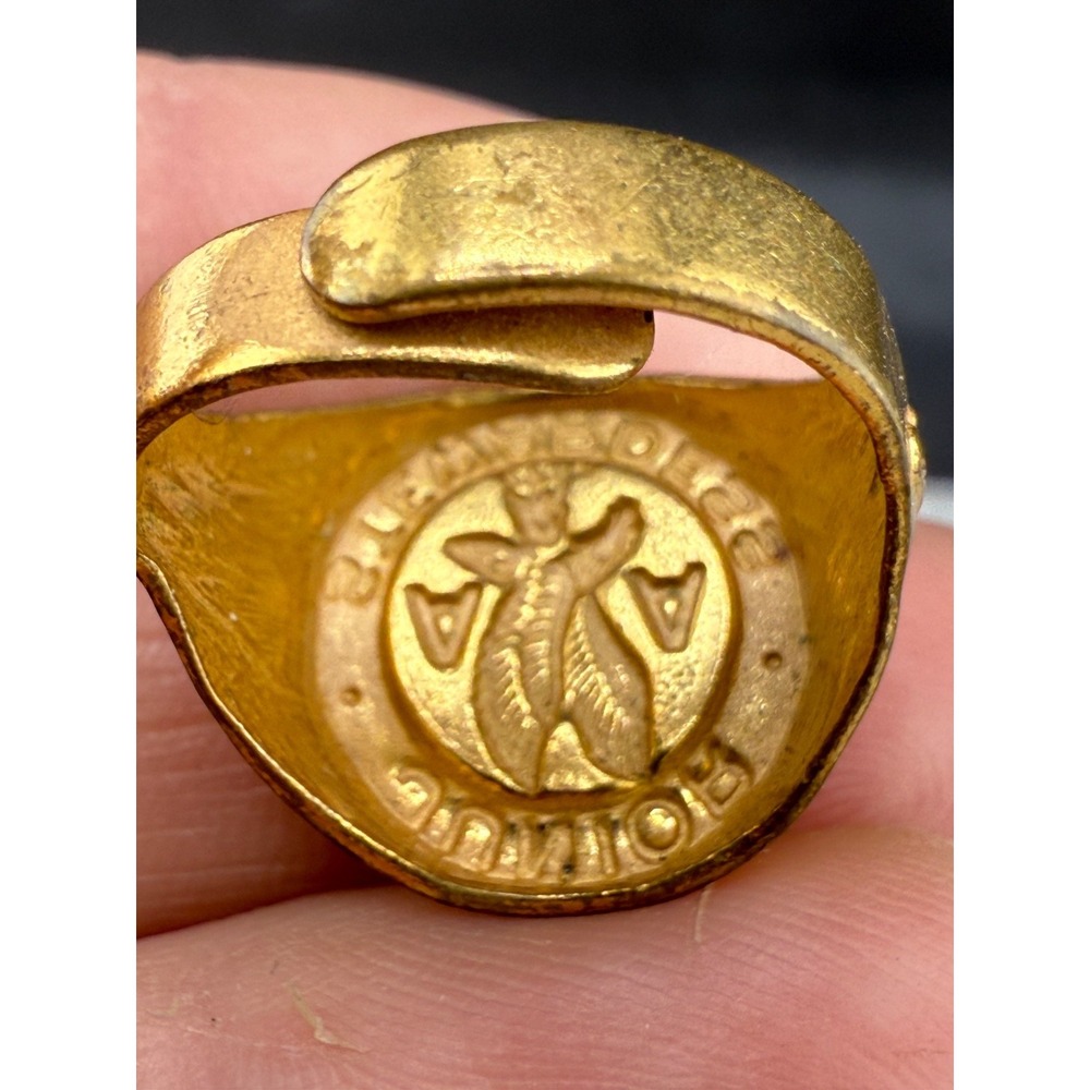 Vintage Junior Stewardess Ring Gold Tone Adjustable Size 7 - Picture 4 of 7